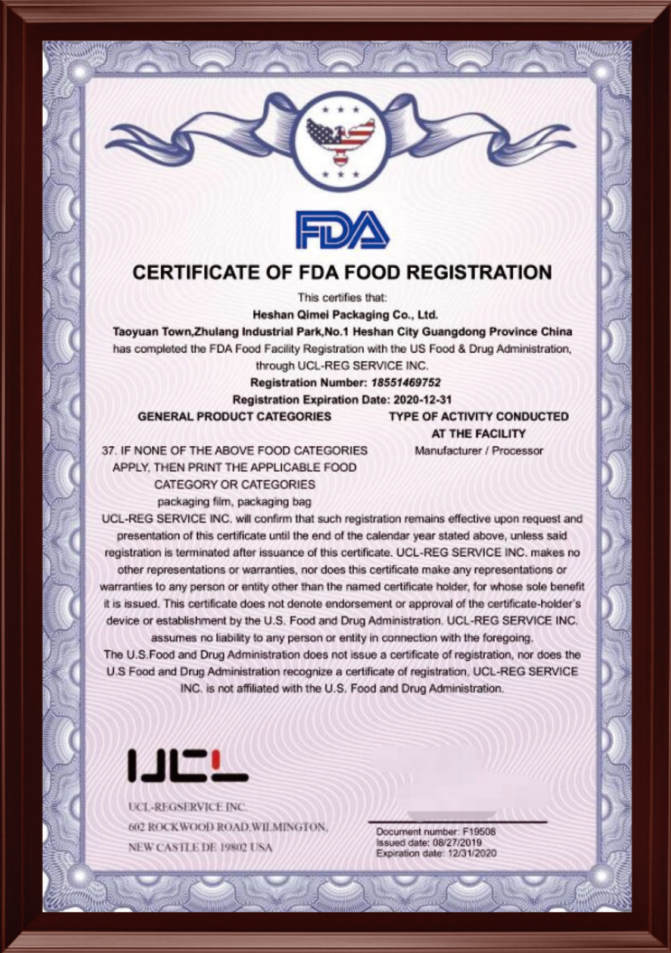 FDA Certificate